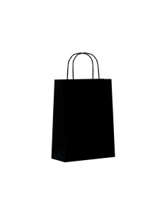 Paq.25 bolsas papel asa retorcida formato xs 18+8x24cm 90gr negro 02004091