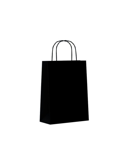 Paq.25 bolsas papel asa retorcida formato xs 18+8x24cm 90gr negro 02004091