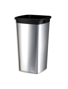 137673 papelera 60 L Plaza Acero inoxidable Negro, Plata