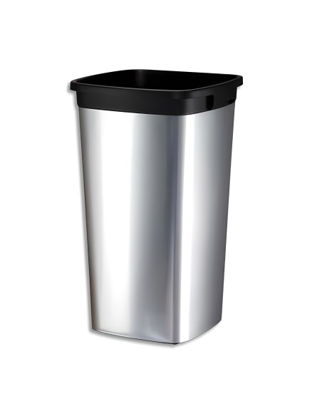 137673 papelera 60 L Plaza Acero inoxidable Negro, Plata
