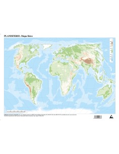 Paq 50 mapas planisferio fisico mudos