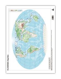 Paq 50 mapas planisferio fisico a3 mudos