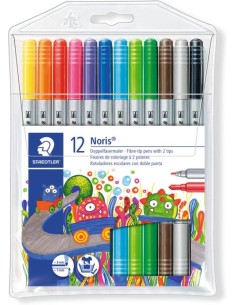 Estuche 12 rotuladores doble punta 3200 colores surtidos