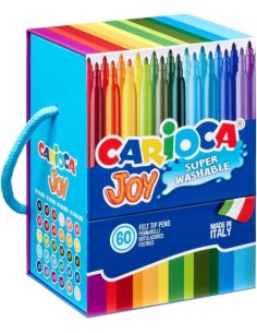 Caja con asa 60 rotuladores carioca joy punta fina superlavable