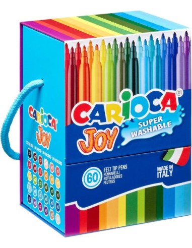 Caja con asa 60 rotuladores carioca joy punta fina superlavable