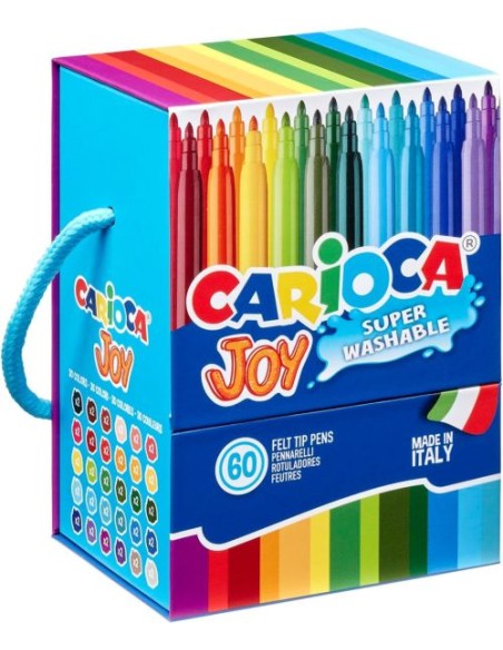 Caja con asa 60 rotuladores carioca joy punta fina superlavable