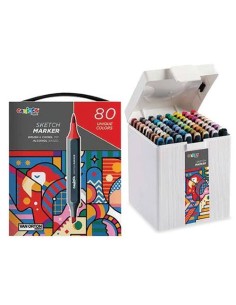 Caja 80 rotuladores sketch markers doble punta base alcohol