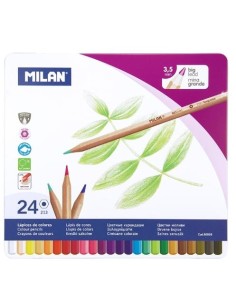 MILAN LÁPICES DE COLORES MINA GRUESA SURTIDOS CAJA METÁLICA -24U-