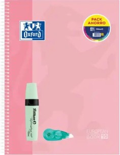 Pack cuaderno espiral a4 150h 90g cuad5x5 ebook10 touch marcador textmarker 490 pastel corrector fancy roller regalo