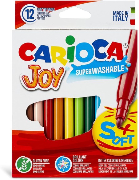 ESTUCHE 12 ROTULADORES CARIOCA JOY PUNTA FINA SUPERLAVABLE