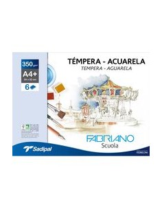Minipack 6 laminas acuarela a4 350g fabriano scuola