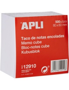 Taco de notas 500h liso 8x8cm encolado no adhesivo