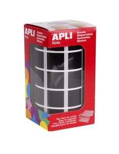 ROLLO GOMETS CUADRADOS NEGRO AUTOADHESIVOS 20MM