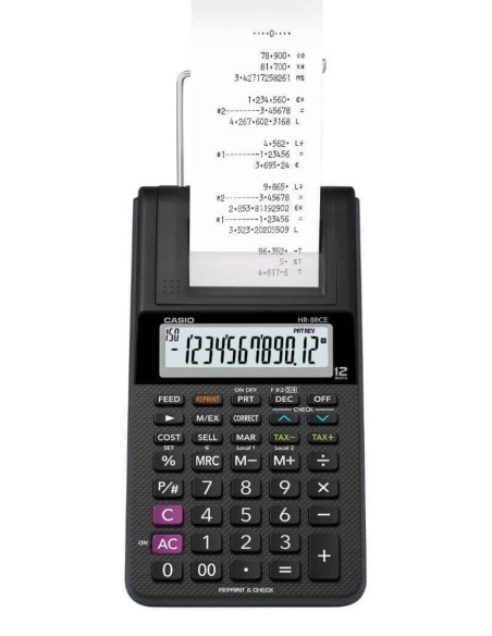 HR-8RCE-BK calculadora Escritorio Calculadora de impresión Negro