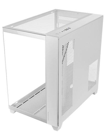 MC-3C, Caja Gaming ATX, Vista Panorámica 3D con Triple Cristal Templado, Diseño Doble Cámara Lateral, Soporte Completo Refrigera