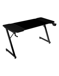 MGD-X140, Mesa Gaming Ergonómica, Superficie en Fibra de Carbono, Estructura Metálica, Alfombrilla XXL, Soporte Auriculares y Be