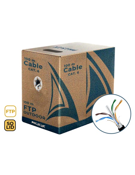 Bobina de cable de red FTP Cat.6A exterior CCA AWG23 100 m  PHR 681
