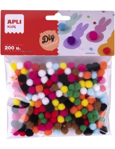 BOLSA POMPONES MINI SURTIDOS 200 UNIDADES