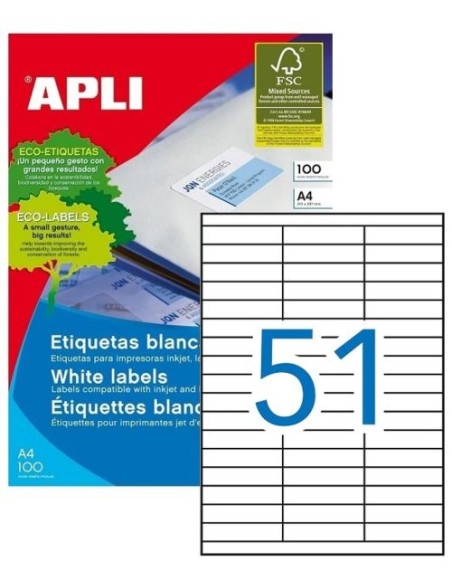 C 100 HOJAS ETIQUETAS FT IM 70X169MM CANTOS RECTOS