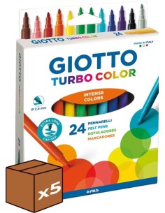 pack 5u Estuche 24 rotuladores giotto turbocolor