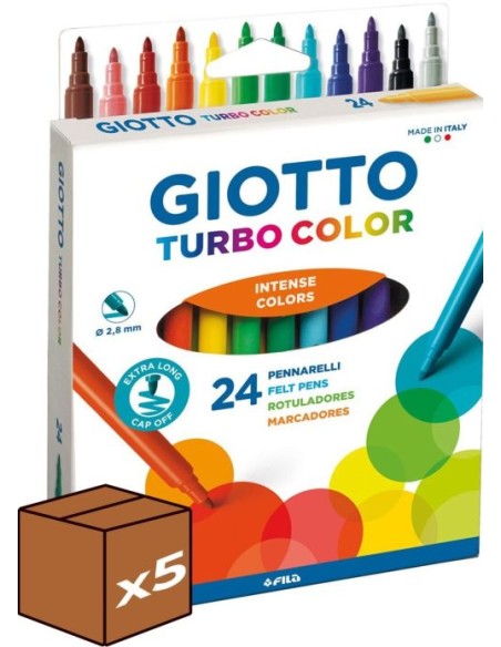 pack 5u Estuche 24 rotuladores giotto turbocolor