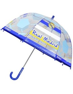 PARAGUAS MANUAL INFANTIL 48CM REAL MADRID TRANSP BURBUJA