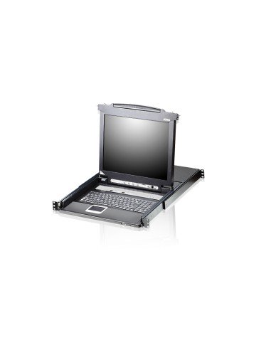 Consola LCD single rail con switch KVM integrado VGA PS/2-USB de 8 puertos