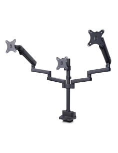 Soporte de Escritorio para 3 Monitores VESA 75x75/100x100 de 27 Pulgadas - Grommet o Abrazadera en C - Ajuste sin Herramientas -