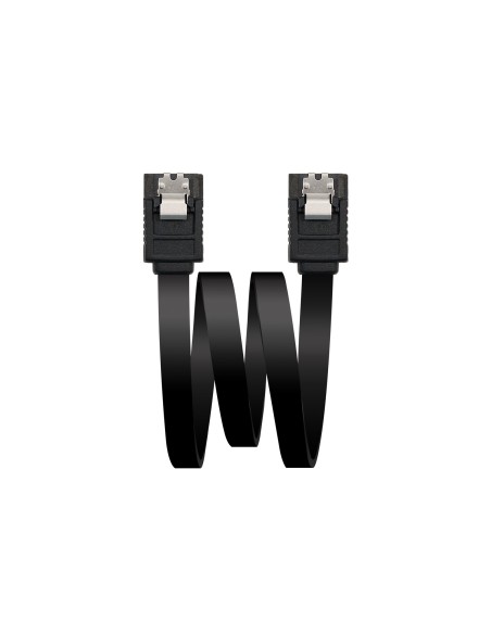 CABLE SATA III DATOS 6G CON ANCLAJES, NEGRO, 0.5 M