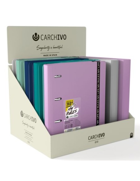 Exp 10 carpeblock 360 foam my rules a4 anillas 35mm con recambio cuad5x5 con greca 5 colores y cierre de goma