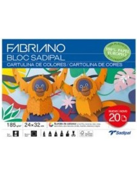 Bloc manualidades 20 cartulinas colores surtidos 32x24cm