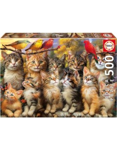 PUZZLE 500 PIEZAS GATITOS Y PAJAROS