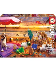 PUZZLE 1000 PIEZAS PERROS JUGANDO EN LA PLAYA