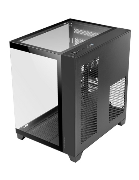 MC-3CM, Caja Gaming MicroATX, Vista Panorámica 3D con Triple Cristal Templado, Diseño Doble Cámara Lateral, Soporte Completo Ref
