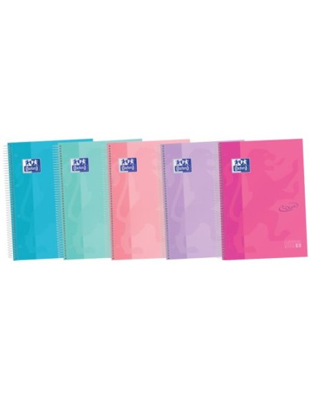 Paq 5 cuaderno espiral europeanbook5 a4 120h 90g 1horizontal microperforado touch colores pastel
