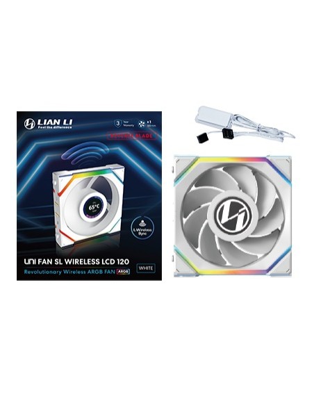 UNI FAN SL Wireless LCD 120 Reverse Blade Carcasa del ordenador Ventilador 12 cm Blanco 1 pieza(s)