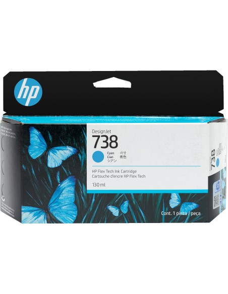 738 130-ml Cyan DesignJet Ink Cartridge cartucho de tinta 1 pieza(s) Original Rendimiento estándar Cian