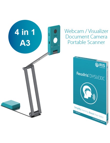 IRIScan Visualizer 7 + Readiris Dyslexic 2.0 Escáner de captura aérea 4160 x 3120 DPI A3 Azul ártico, Plata