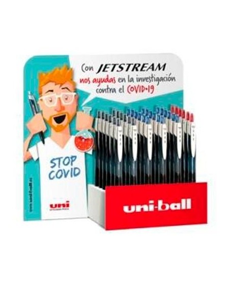 UNIBALL EXPOSITOR ROLLERBALL JETSTREAM SPORT SXN-150 RETRÁCTIL ROJO-NEGRO-AZUL -36U-