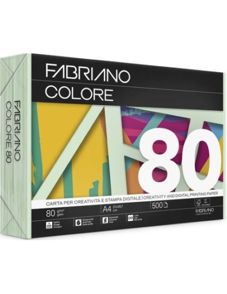 PAQUETE A4 500H 80G FABRIANO COLORE VERDE CLARO