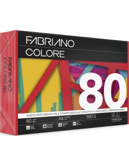 PAQUETE A4 500H 80G FABRIANO COLORE ROJO INTENSO