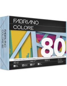 PAQUETE A4 500H 80G FABRIANO COLORE AZUL PASTEL