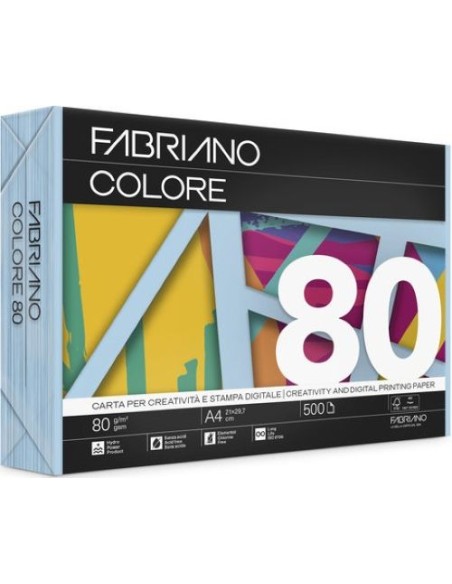 PAQUETE A4 500H 80G FABRIANO COLORE AZUL PASTEL