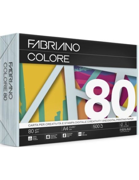 PAQUETE A4 500H 80G FABRIANO COLORE AZUL CLARO PASTEL