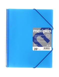 CARPETAS A4 20 FUNDAS A4 ESPIRAL MAXIPLAS AZUL
