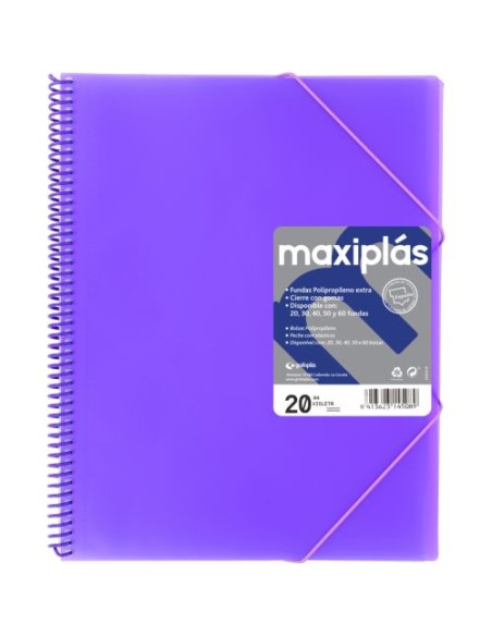 CARPETAS A4 20 FUNDAS A4 ESPIRAL MAXIPLAS VIOLETA