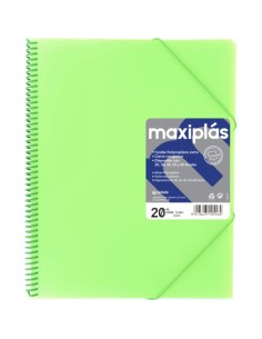CARPETAS A4 30 FUNDAS A4 ESPIRAL MAXIPLAS VERDE