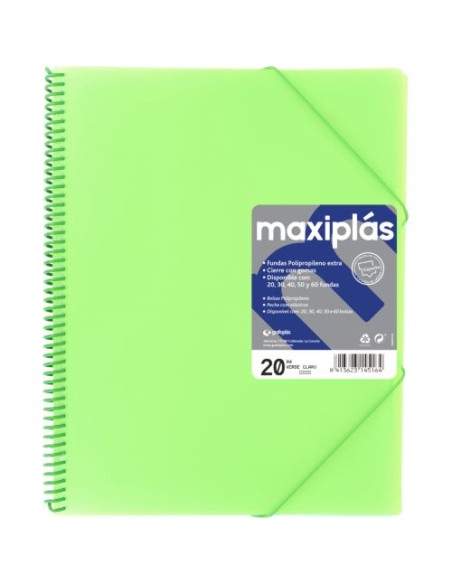 CARPETAS A4 30 FUNDAS A4 ESPIRAL MAXIPLAS VERDE