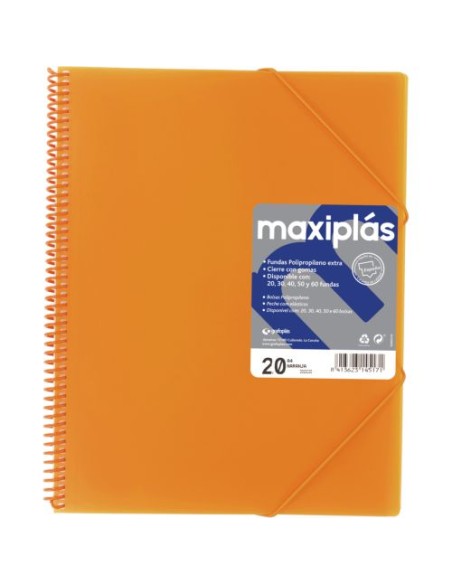 CARPETAS A4 30 FUNDAS A4 ESPIRAL MAXIPLAS NARANJA