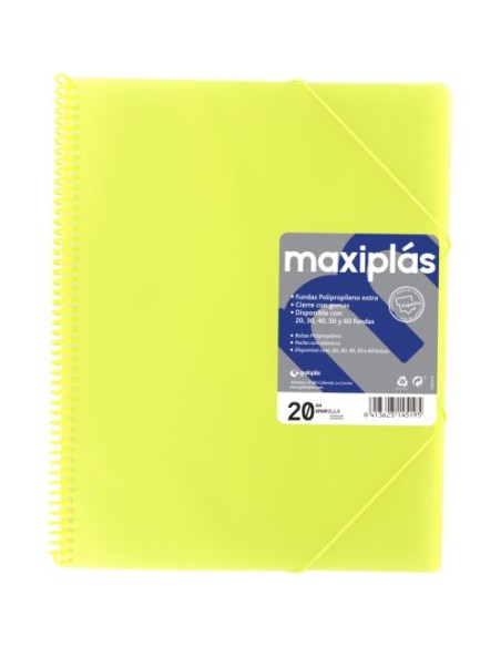 CARPETAS A4 30 FUNDAS A4 ESPIRAL MAXIPLAS AMARILLO